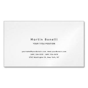 Minimalist Unique Classical Simple Black White Business Card Magnet