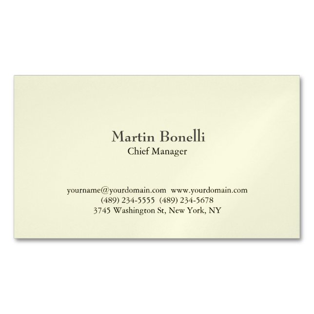 Minimalist Unique Classical Simple  Business Card Magnet (Front)