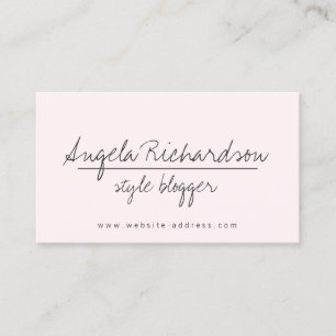 Minimalist Unique Handwritten Blogger Pink Business Card
