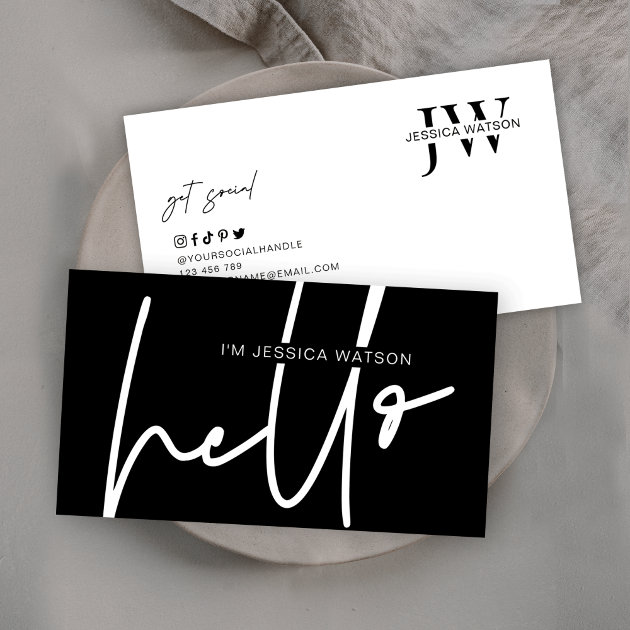 Minimalist Unique Modern Monogram Logo Black White Business Card | Zazzle