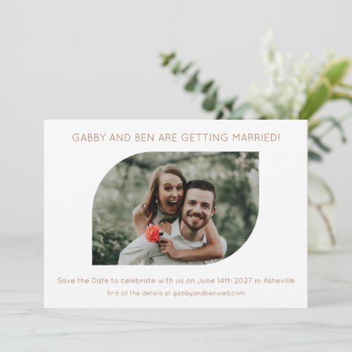 Minimalist Unique Shape Photo Modern Wedding Save The Date