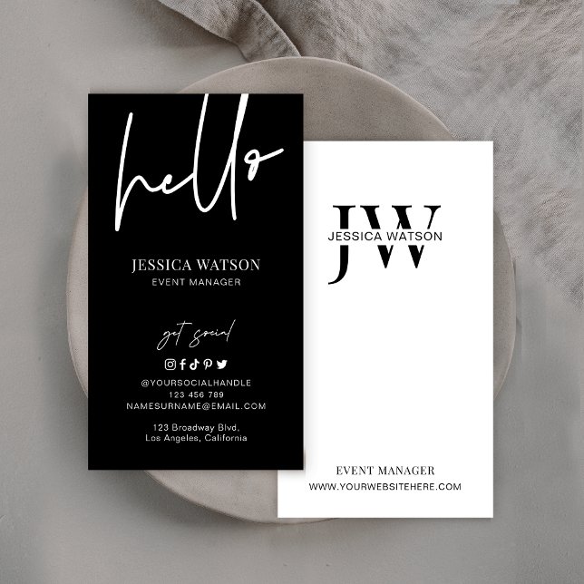Minimalist Unique Trendy Initials Black & White Business Card (Creator Uploaded)