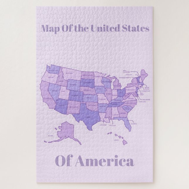 Minimalist United States Map Pink Purple Art Jigsaw Puzzle (Vertical)