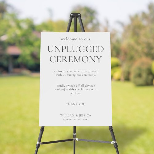 Minimalist Unplugged Ceremony Wedding Foam Board