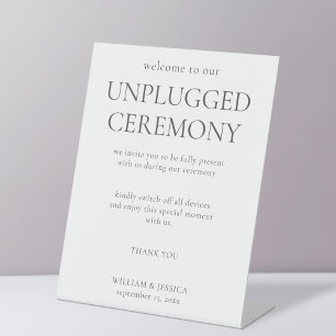 Minimalist Unplugged Ceremony Wedding Pedestal Sign