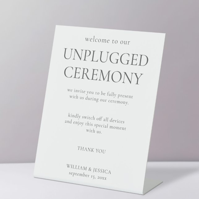 Minimalist Unplugged Ceremony Wedding Pedestal Sign (Creator Uploaded)