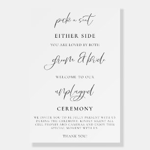 Minimalist Unplugged Ceremony Wedding Sign