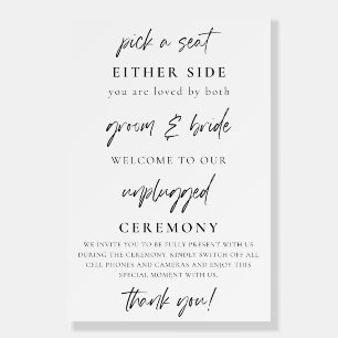 Minimalist Unplugged Ceremony Wedding Sign