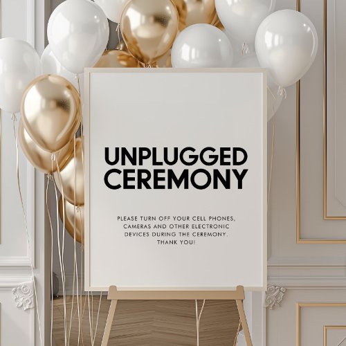 Minimalist Unplugged ceremony wedding sign