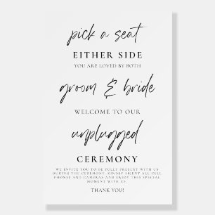 Minimalist Unplugged Ceremony Wedding Sign