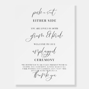 Minimalist Unplugged Ceremony Wedding Sign