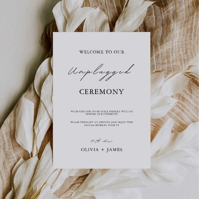 Minimalist Unplugged Ceremony Wedding Sign, Invitation (Minimalist Unplugged Ceremony Wedding Sign, Invitation)