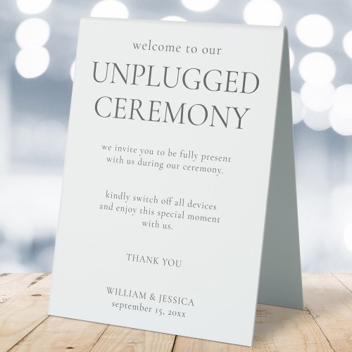 Minimalist Unplugged Ceremony Wedding Table Tent Sign
