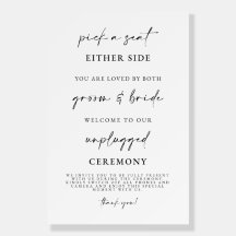 Minimalist Unplugged Wedding Ceremony Sign