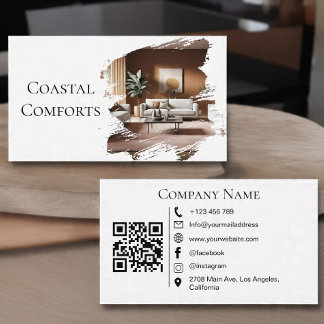 Minimalist Vacation Rental Guest House QR Code Business Card