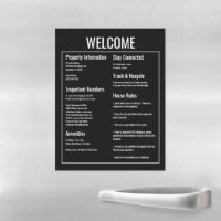 Minimalist Vacation Rental Guest Information Sign