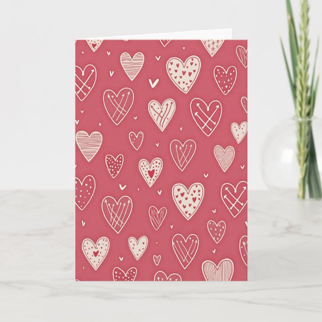 Minimalist Valentine Hearts Card (Front)