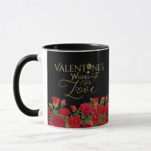 Minimalist Valentine’s Gold Calligraphy Roses Mug