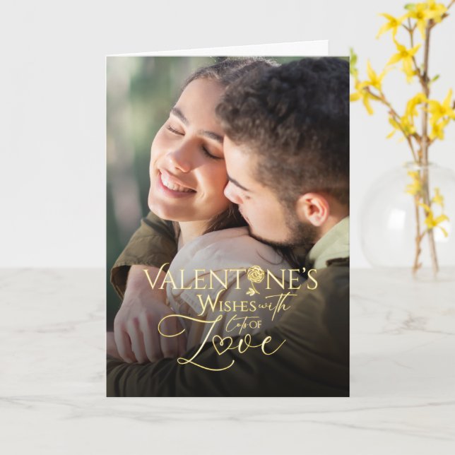 Minimalist Valentine’s Modern Photo Calligraphy Card (Yellow Flower)