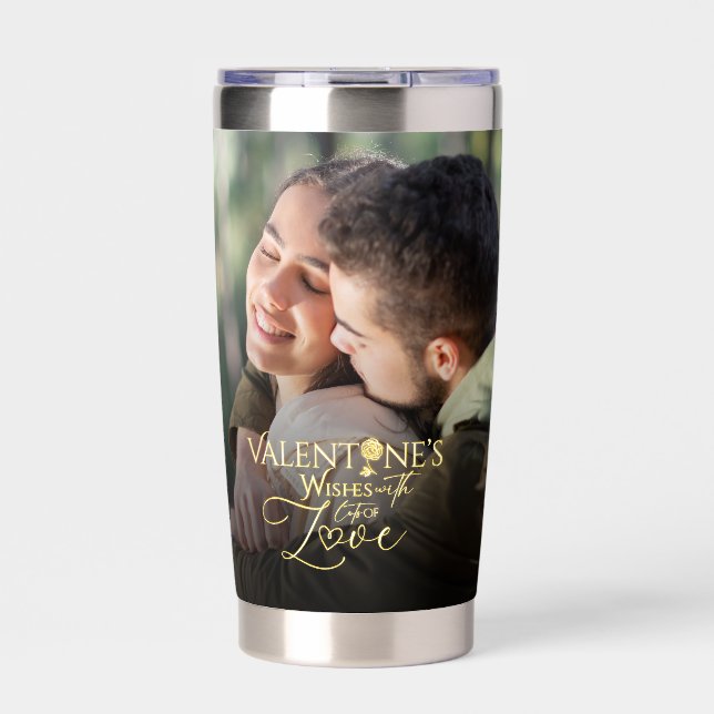 Minimalist Valentine’s Modern Photo Calligraphy Insulated Tumbler (Front)