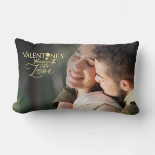 Minimalist Valentine’s Modern Photo Calligraphy Lumbar Pillow
