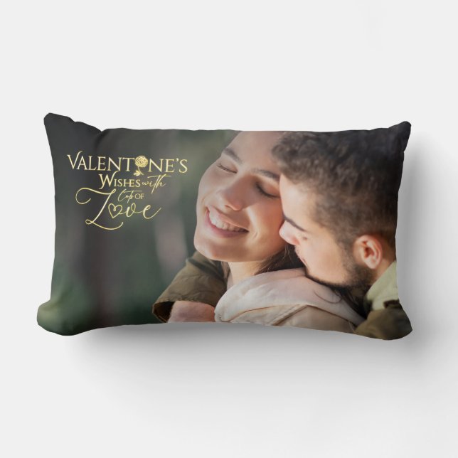 Minimalist Valentine’s Modern Photo Calligraphy Lumbar Pillow (Front)