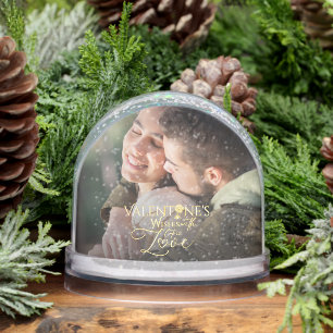 Minimalist Valentine’s Modern Photo Calligraphy Snow Globe