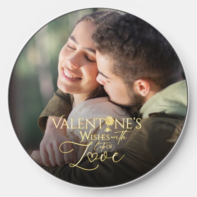 Minimalist Valentine’s Modern Photo Calligraphy Wireless Charger (Front)