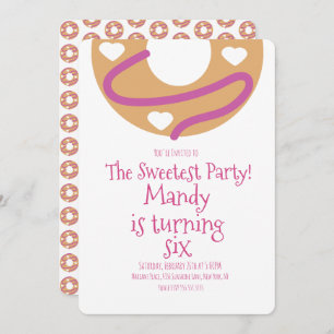 Minimalist Valentines Day Donut Heart Birthday Invitation