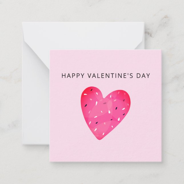 Minimalist Valentines Day Heart Watermelon Love Note Card (Front)