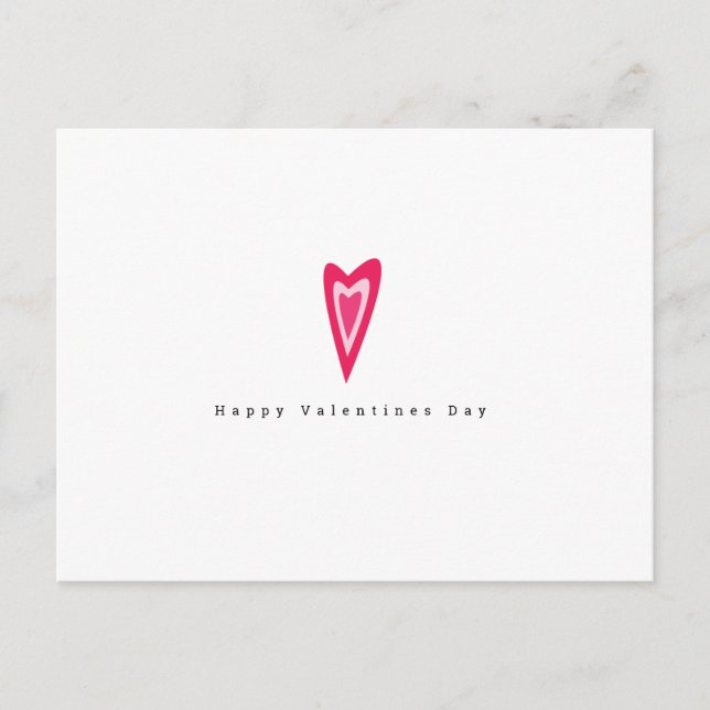 Minimalist Valentines Day Simple Triple Hearts Postcard (Front)