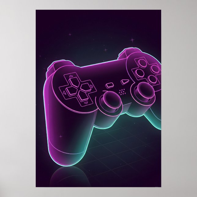 Minimalist Vaporwave Gaming Controller Poster (Front)