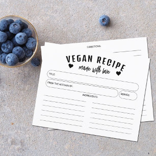 Minimalist Vegan Recipe, Simple Recipe Card