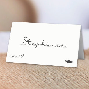 Minimalist Vegetarian Meal Option Table Number Place Card