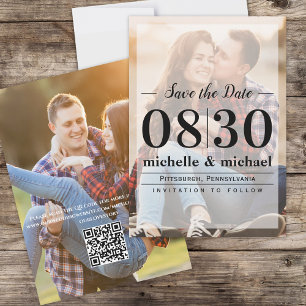 Minimalist Vellum Simple Photo    QR Code Website Save The Date