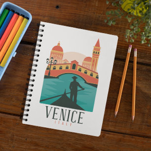 Minimalist Venice Italy Vintage Travel Gondola Notebook