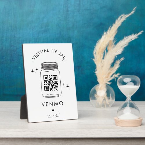 Minimalist Venmo Small Business Virtual Tip Jar Plaque