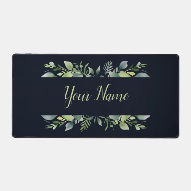 Minimalist Verdant Peaceful Decorative Leaves Desk Mat (Front)