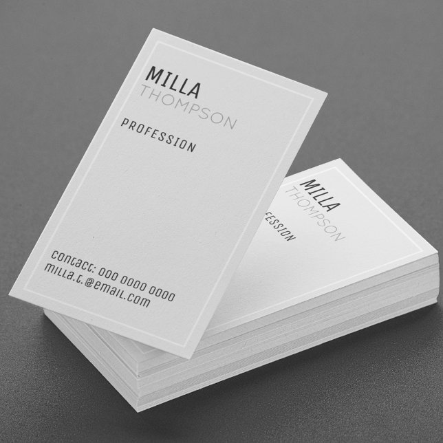 minimalist vertical very pale gray business card (elegant gray)