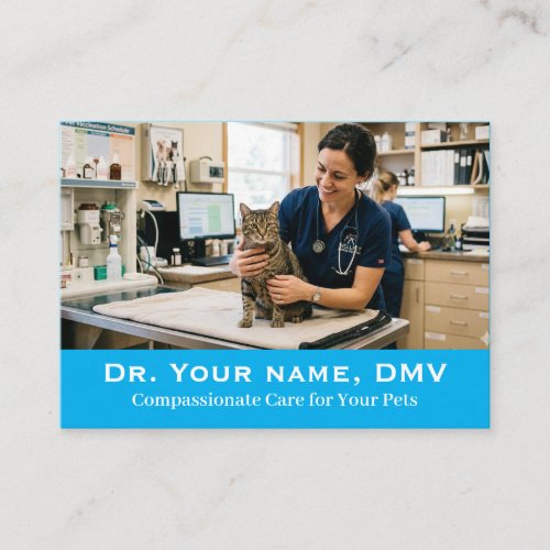 Minimalist Veterinary Clinic Customizable Photo Business Card
