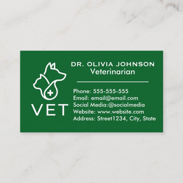 Minimalist Veterinary Customizable Business Card  (Front)