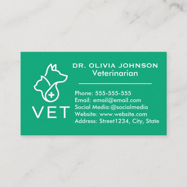 Minimalist Veterinary Customizable Business Card  (Front)