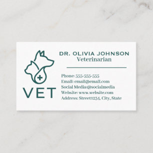 Minimalist Veterinary Customizable Business Card 
