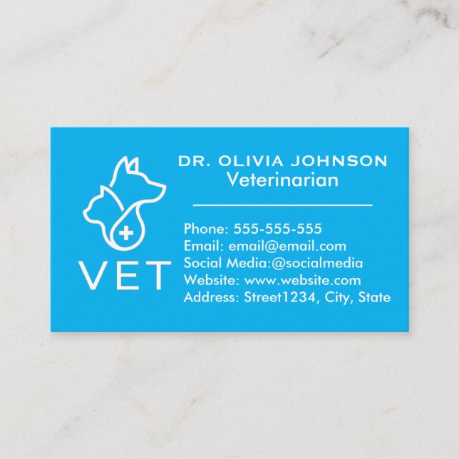 Minimalist Veterinary Customizable Business Card  (Front)