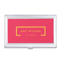 Minimalist Vibrant Bright Pink Yellow Business Card Case