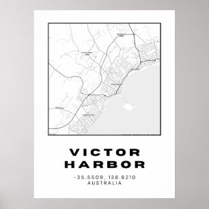 Minimalist Victor Harbor Map with Coordinates Poster