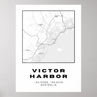 Minimalist Victor Harbor Map with Coordinates | Poster