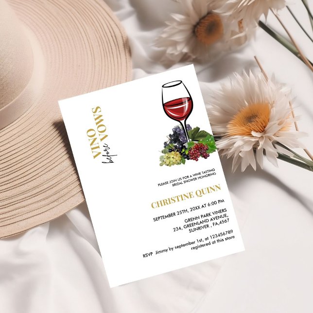 Minimalist Vino before the vows Bridal Shower wine Invitation (Creator Uploaded)