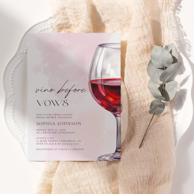 Minimalist Vino Before Vows Bridal Shower Wine Invitation (Creator Uploaded)