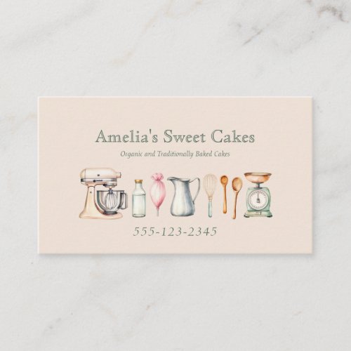 Minimalist Vintage Baking Supplies Bakery Business Card